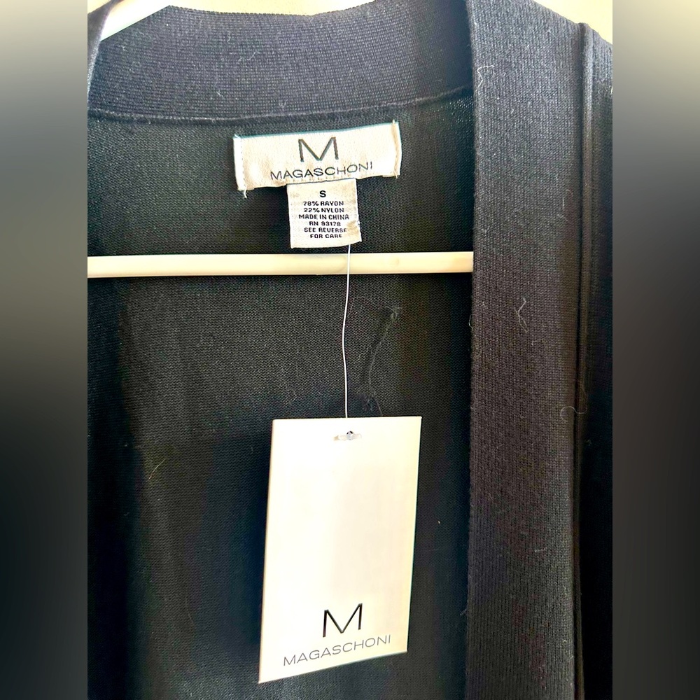 Magaschoni Black Long Sleeve Cardigan NWT - Picture 2 of 4